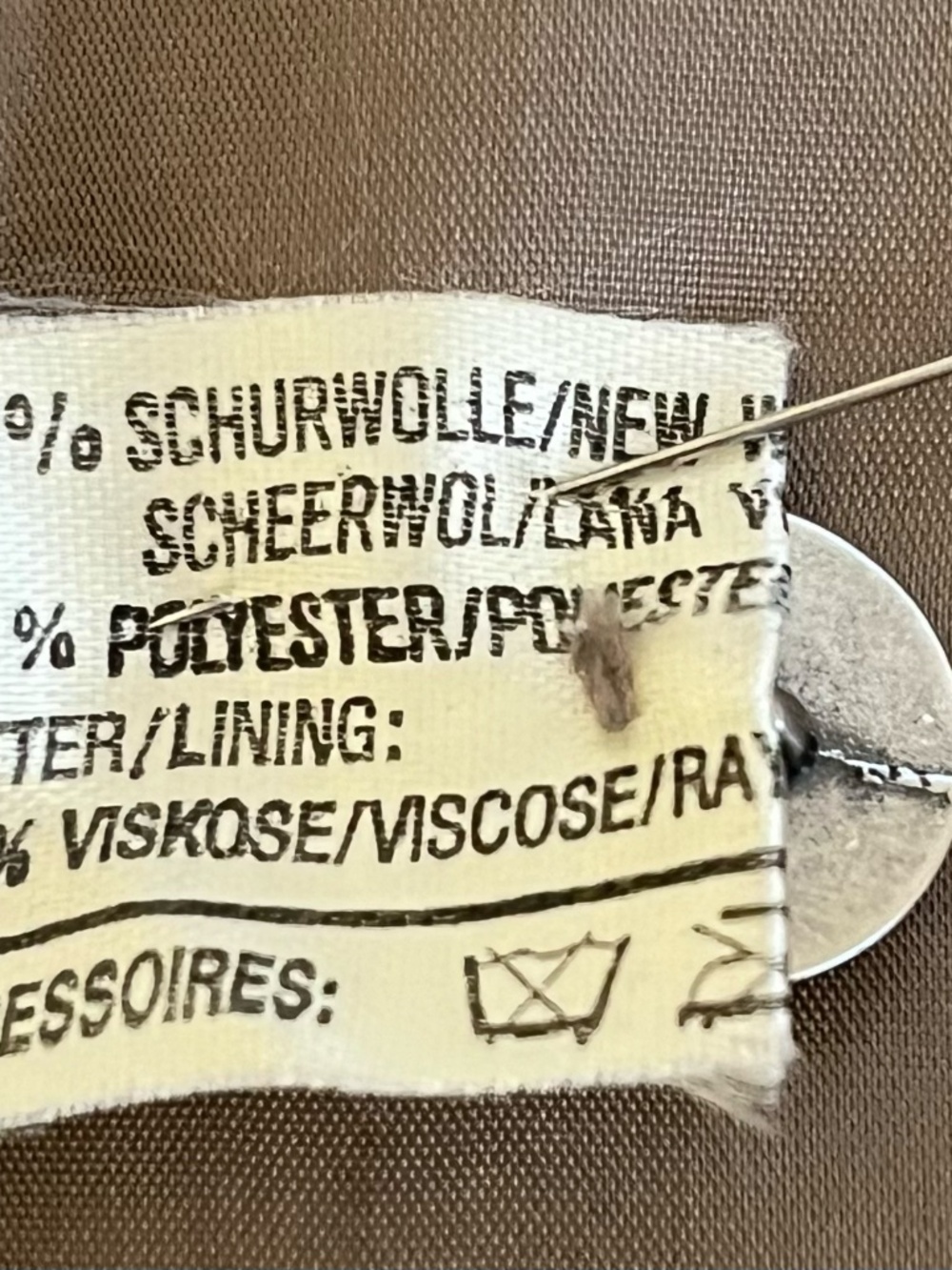 Vintage Louis Feraud taupe wool blend skirt size 44 - Picture 6 of 9